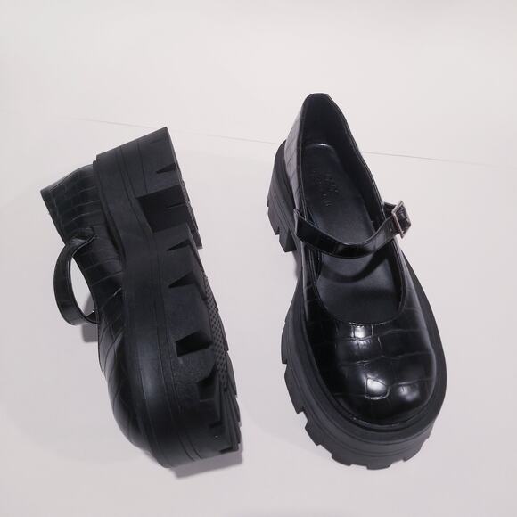 ASOS Design Black Platform Y2K Style Chunky Heels Shoes Lug Sole - Picture 3 of 10